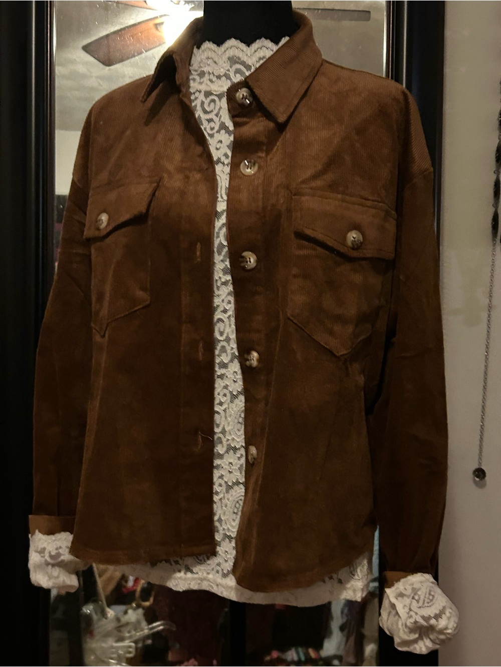 Blu ivy cord cropped Shacket from three birds nest. NWT. M - Picture 2 of 4